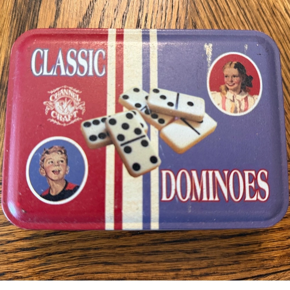 Channel Craft Classic Dominoes Vintage Style Collector Tin Set Missing 1 Piece